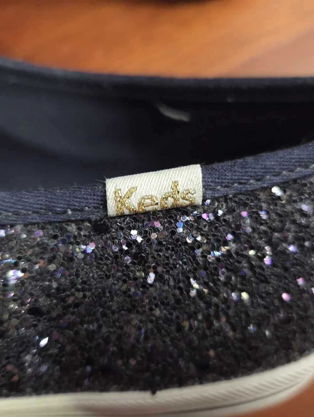 Keds x Kate Spade navy glitter lace-up sneakers with satin laces, Women's 11